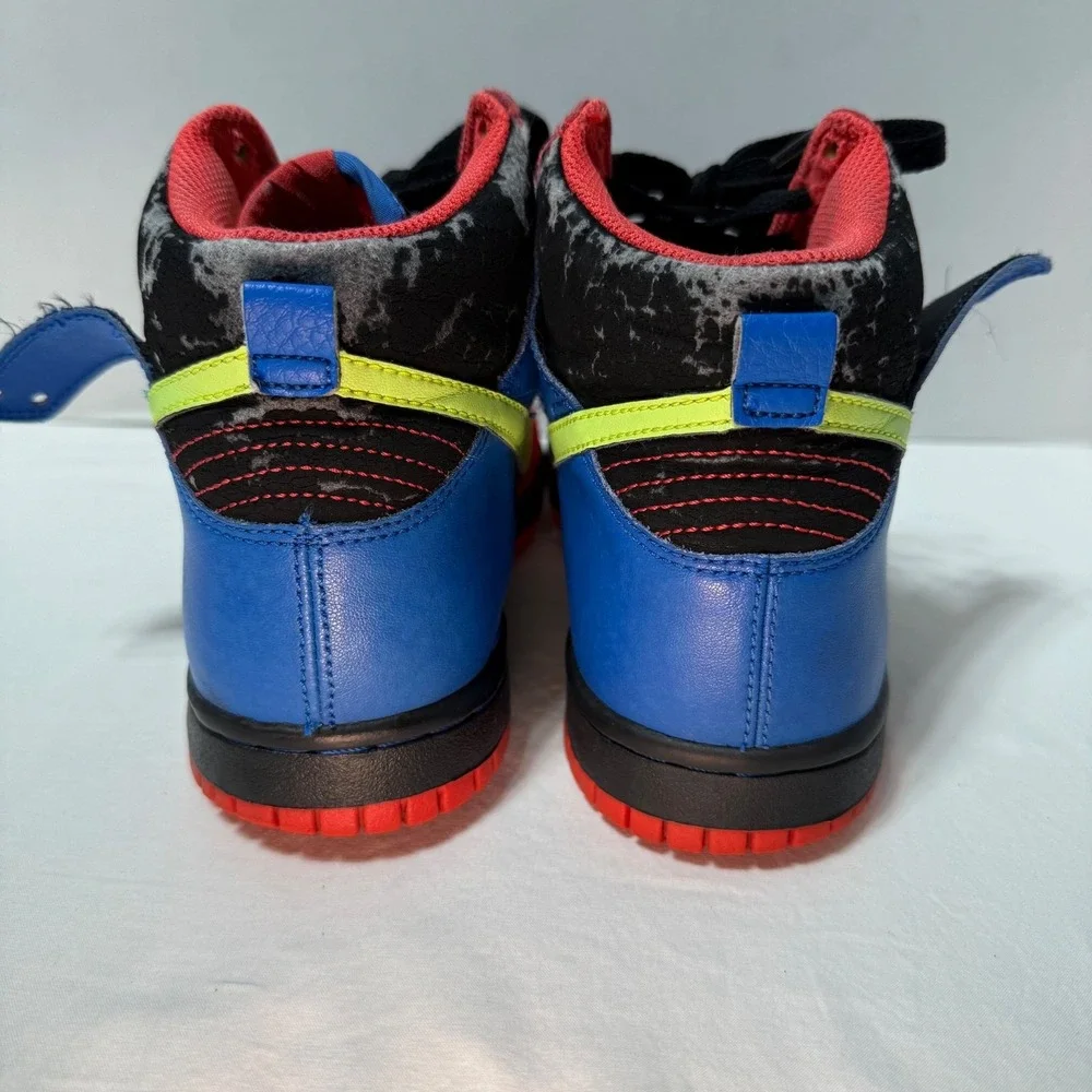 2009‎ Nike Dunk High Gs Black, Volt Hot Red, Signal Blue 308319-071 Kids Size 5Y